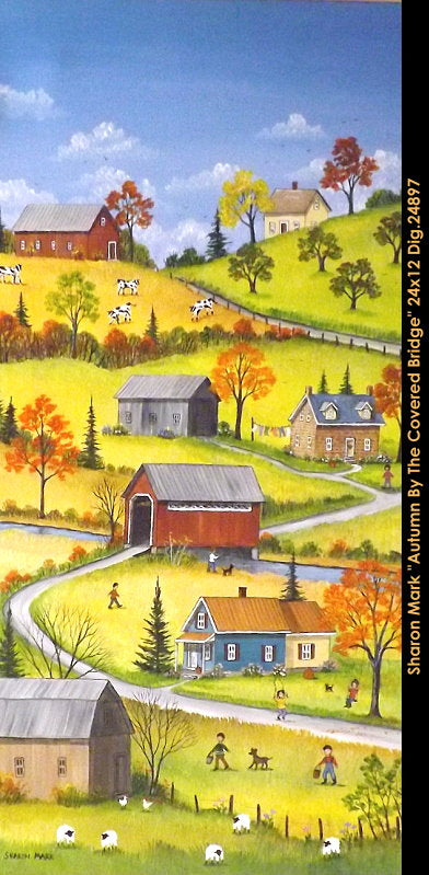 24897 - Autumn by the Covered Bridge - Sharon Mark - 24x12