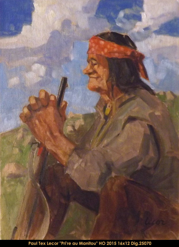 25070 - Paul TEX Lecor - Prière au Manitou (Personnage) 16x12
