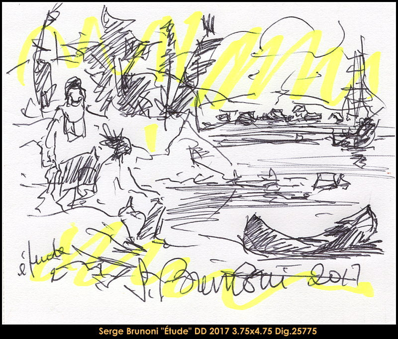 25775 - Serge Brunoni - Étude (Montréal 375e) - DESSIN - 4.75x3.75