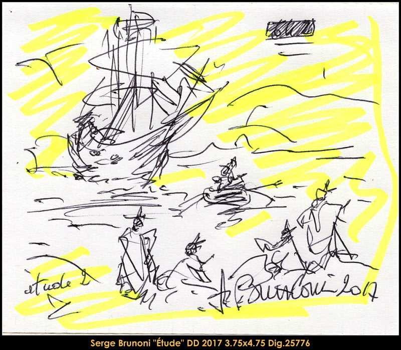 25776 - Serge Brunoni - Étude (Montréal 375e) - DESSIN - 4.75x3.75