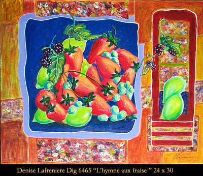 6465 - L'hymne aux fraises - DENISE LAFRENIÈRE - 24x30