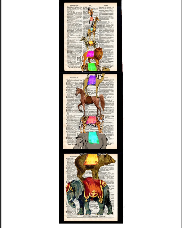 AW T041 - ArtnWordz - Animal Stack Triptych