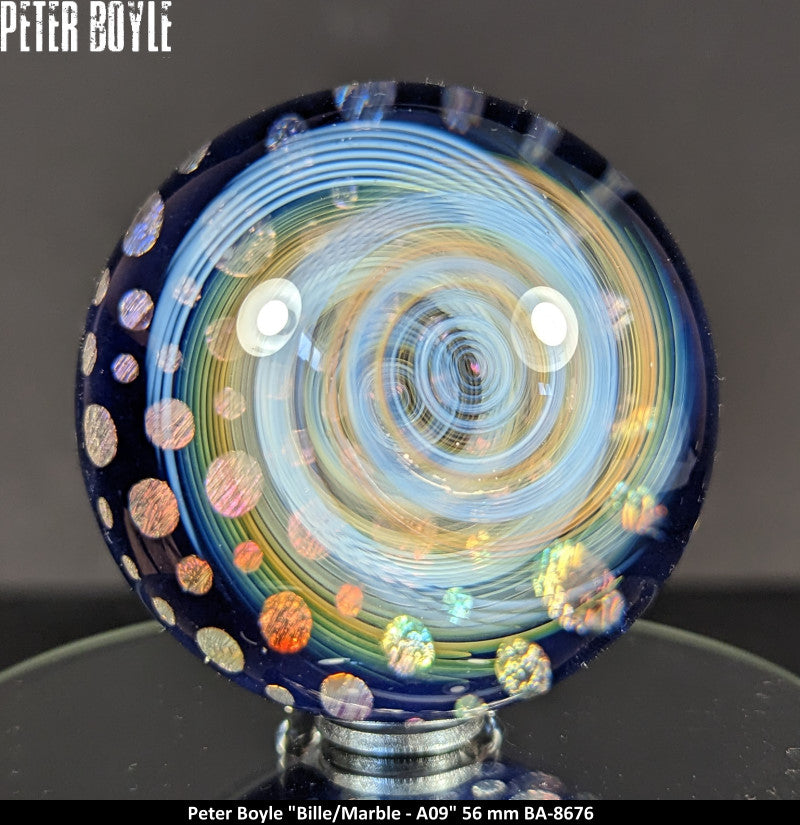 BA8676 -  PETER BOYLE (A09) -BILLE - MARBLE (56MM) - ART GLASS - ART VERRIER