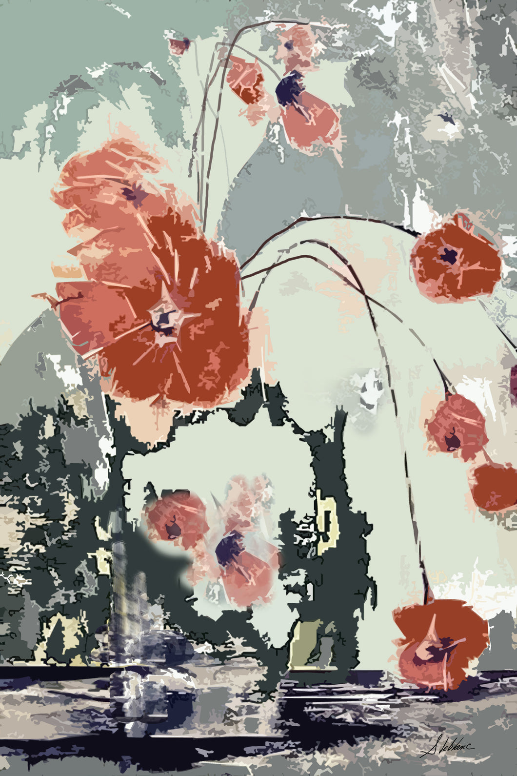 Fleurs éclatées - SUZANNE LEBLANC (Acr.sur toile) 35x52