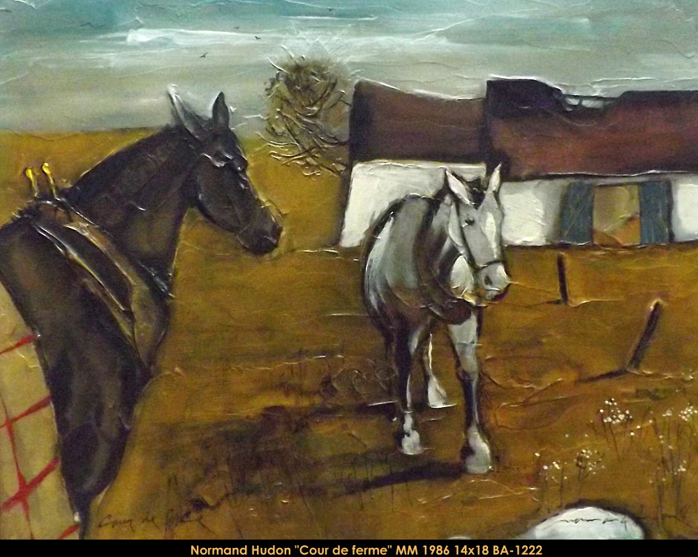 BA1222 - Cour de ferme - NORMAND HUDON - 14x18