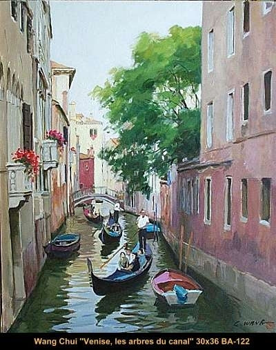 BA122 - Chui Wang - Venise, Les arbres du canal - 30x36