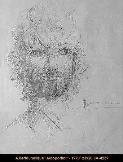 BA4239 - Autoportrait - ANDRÉ BERTOUNESQUE (DESSIN) 23x20