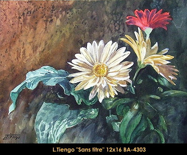 BA4303 - Luigi Tiengo - sans titre (fleurs) 12x16 - AQUARELLE /WATERCOLOR