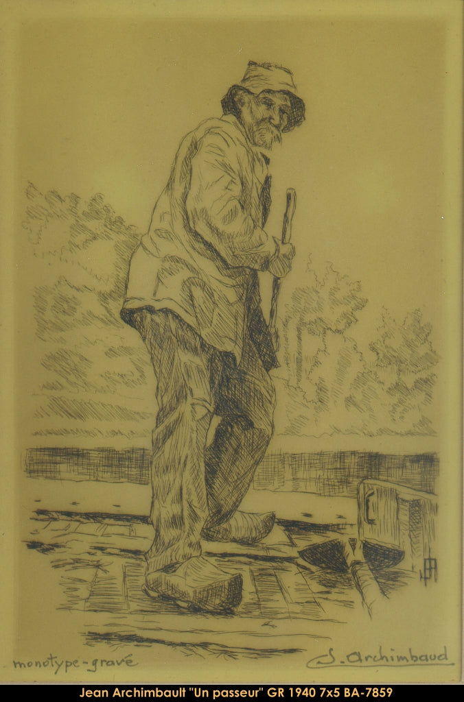 BA7859 - Un passeur c.1940 (GRAVURE)  - JEAN ARCHIMBAULT - 7x5