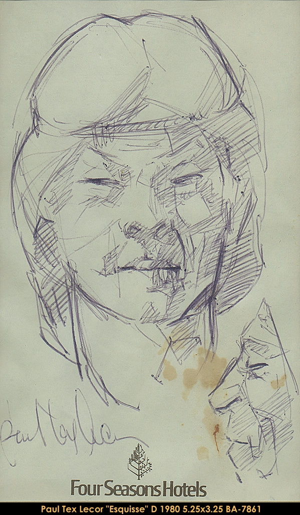 BA7861 - Paul TEX Lecor - sans titre (esquisse indiens) Dessin encadré 5.25x3.25