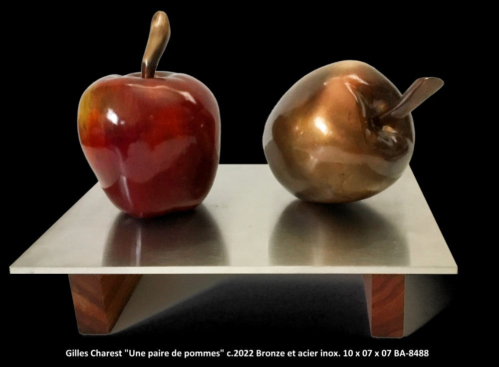 BA-8488 - 2 pommes BRONZE - GILLES CHAREST - 10x7x7