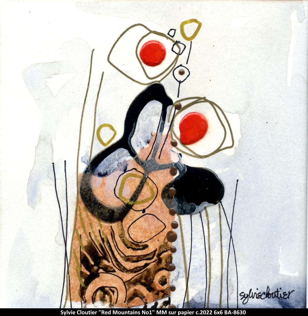 BA8630 - Red Mountains No1 (mixte sur papier) - SYLVIE CLOUTIER - 6X6