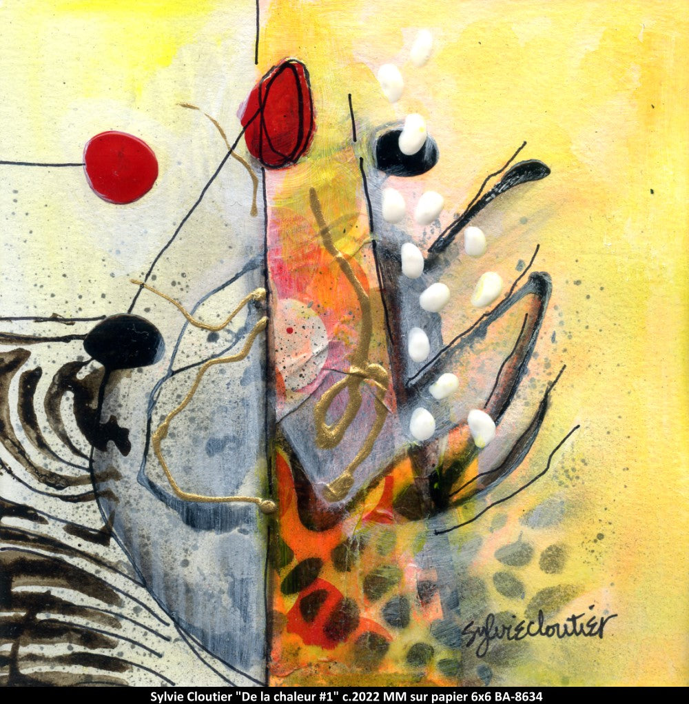 BA8634 - De la chaleur #1 (mixte sur papier) - SYLVIE CLOUTIER - 6X6